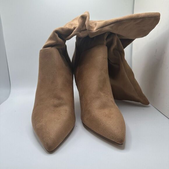 CUSHIONAIRE Women's scrunch heel boot with +Memory Foam 8 TAN - Picture 2 of 7